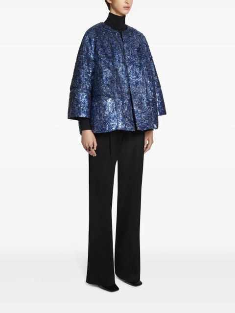 DRIES VAN NOTEN embellished cocoon jacket - Blue
