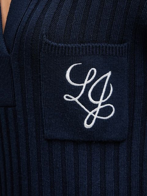 Liu Jo sukienka z dodatkiem wełny kolor granatowy mini oversize MF5049 MA51I