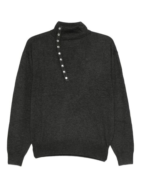 ISABEL MARANT Calsia high-neck stud-detail sweater - Grey - zdjęcie produktu nr 1