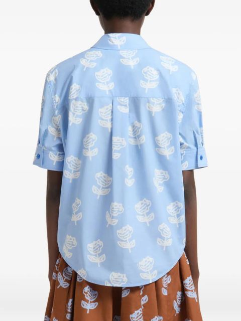 Marni Sprayed Roses-print shirt - Blue