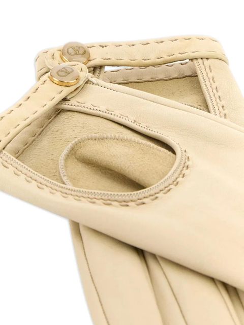 Valentino Garavani cut out-detail leather gloves - Neutrals