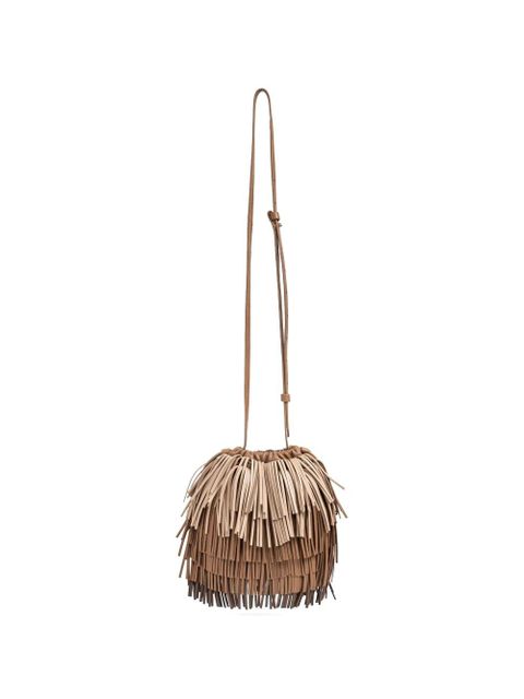 ZIMMERMANN fringe-trimmed leather bucket bag - Brown