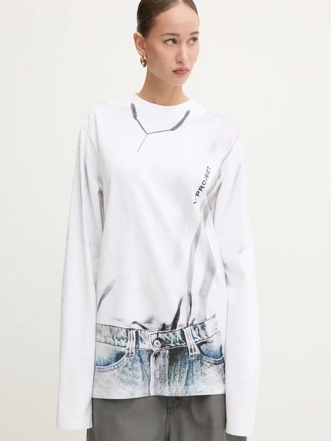Y/Project longsleeve bawełniany YP TROMPE L'OEIL LONG SLEEVE T-SHIRT kolor biały 204TS021