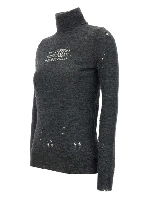 MM6 Maison Margiela distressed wool sweater - Grey - zdjęcie produktu nr 2