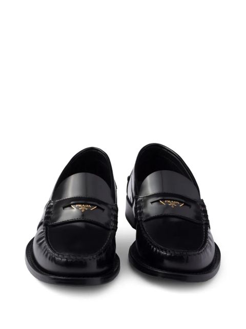Prada brushed-leather loafers - Black