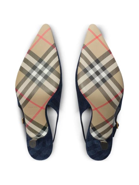 Burberry check Dame slingback pumps​ - Blue