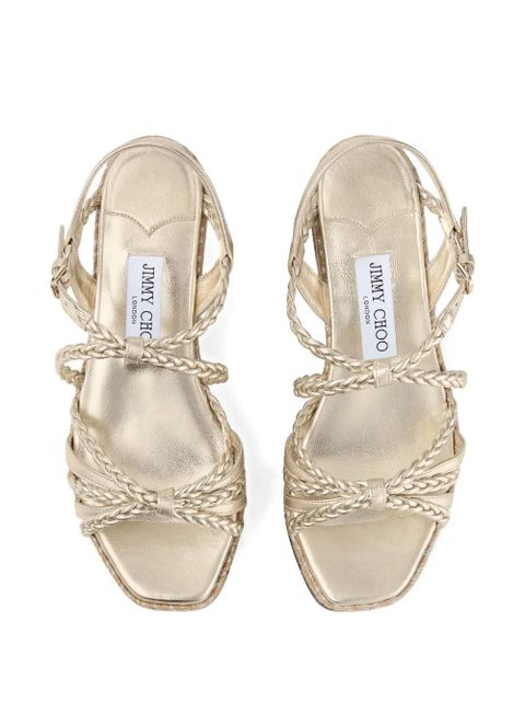 Jimmy Choo Nyra 60 braided wedge sandals - Gold