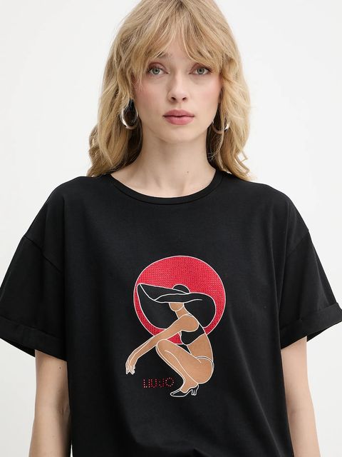 Liu Jo t-shirt damski kolor czarny VA5153.JS003 - zdjęcie produktu nr 2