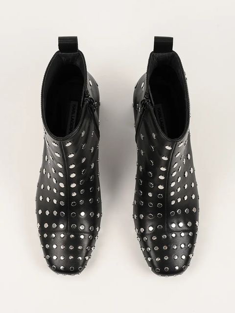 Karl Lagerfeld botki skórzane BEATA damskie kolor czarny na słupku KL31445S