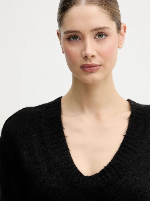 United Colors of Benetton sweter z dodatkiem moheru damski kolor czarny 1VAAD10EX