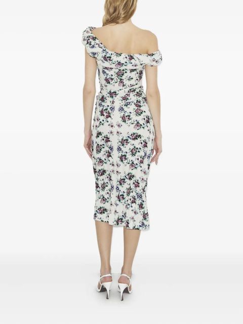 Tory Burch floral-print velvet midi dress - Neutrals