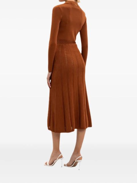 TWINSET button ribbed midi dress - Brown