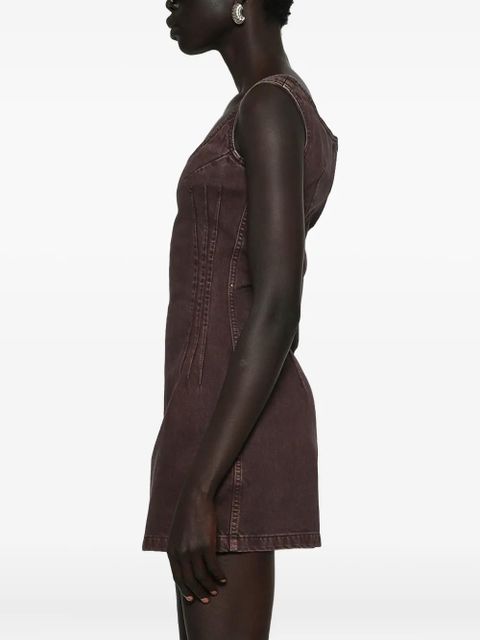 Magda Butrym square-neck denim mini dress - Brown