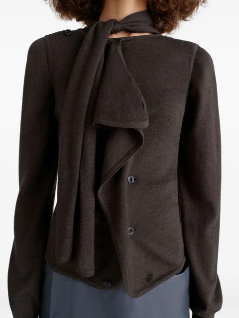 LEMAIRE tie-neck knitted vest - Brown