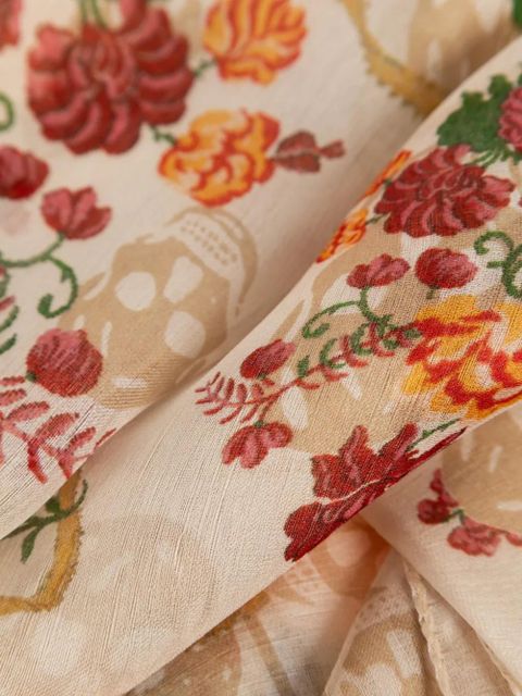 Alexander McQueen floral-print Skull scarf - Neutrals