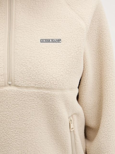 Guess Jeans bluza polarowa damska kolor beżowy gładka W5BQ18 K1042