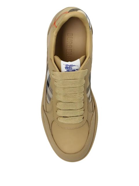 Burberry Terrace check-panel leather sneakers - Neutrals