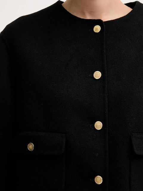 Tommy Hilfiger kurtka z wełną kolor czarny WW0WW47446