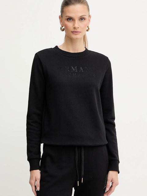 Armani Exchange bluza bawełniana damska kolor czarny gładka XW000985 AF14284 - zdjęcie produktu nr 1