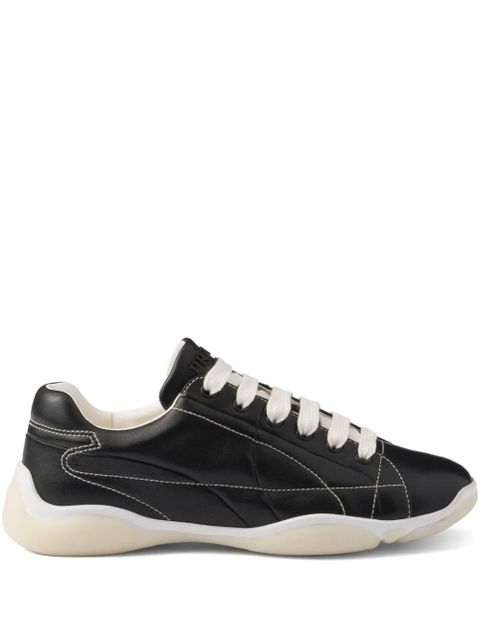 Prada lace-up leather sneakers - Black - zdjęcie produktu nr 1