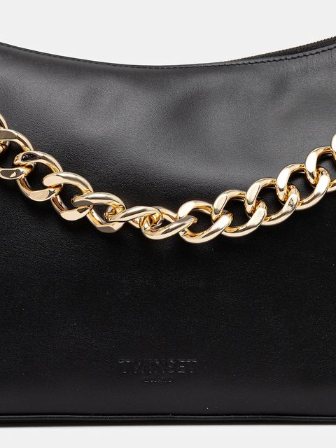 Twinset torebka skórzana kolor czarny 999TB7010