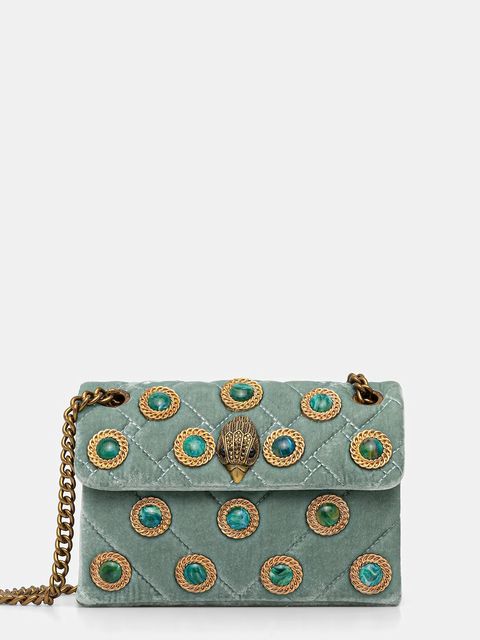 Kurt Geiger London torebka welurowa VELVET MINI KENSINGTON kolor zielony 5018373789 - zdjęcie produktu nr 1
