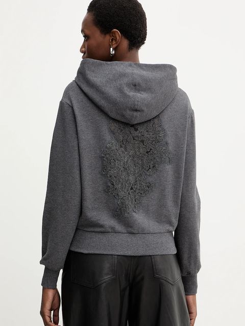 Ermanno Scervino LIFE bluza damska kolor szary z kapturem z aplikacją D474M608LEM