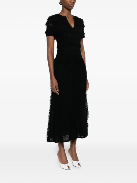 Max Mara Grazia fringed midi dress - Black