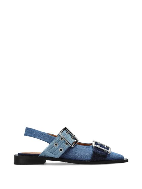 GANNI buckled denim ballet flats - Blue - zdjęcie produktu nr 1