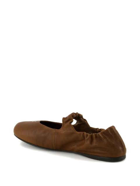 Miu Miu ruched leather ballet flats - Brown