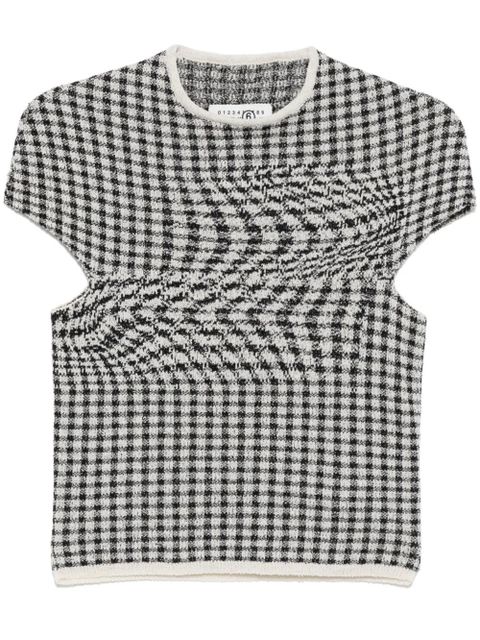 MM6 Maison Margiela checked T-shirt - Black - zdjęcie produktu nr 1
