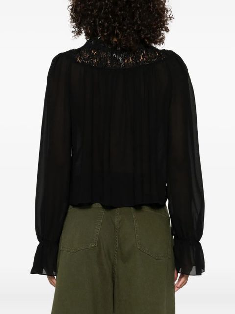 Chloé lace-trimmed pleated blouse - Black