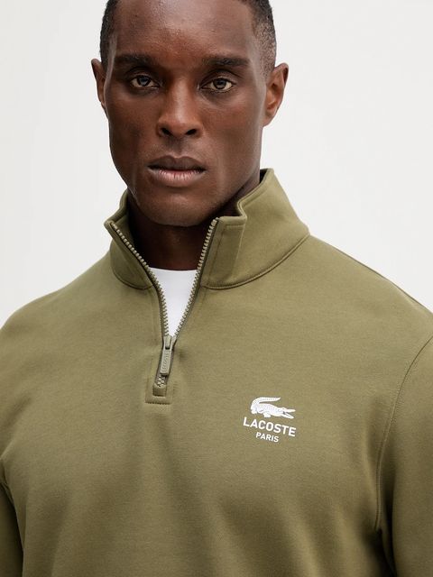 Lacoste bluza bawełniana kolor zielony z nadrukiem SH2735