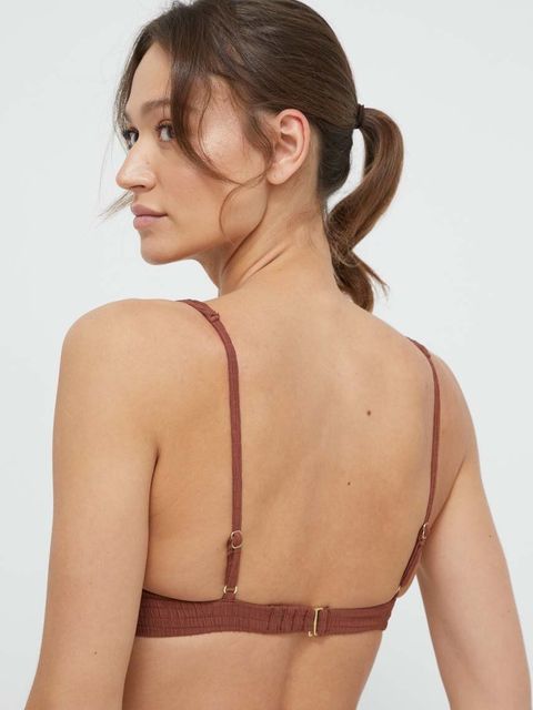 Abercrombie & Fitch biustonosz kąpielowy kolor brązowy miękka miseczka