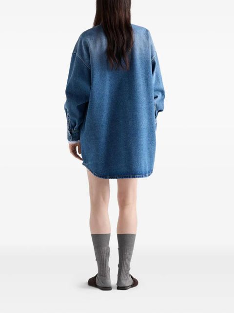 Prada triangle-logo denim shirt - Blue