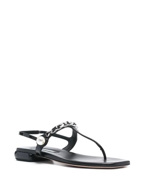 Miu Miu pearl-detail flat sandals - Black - zdjęcie produktu nr 2
