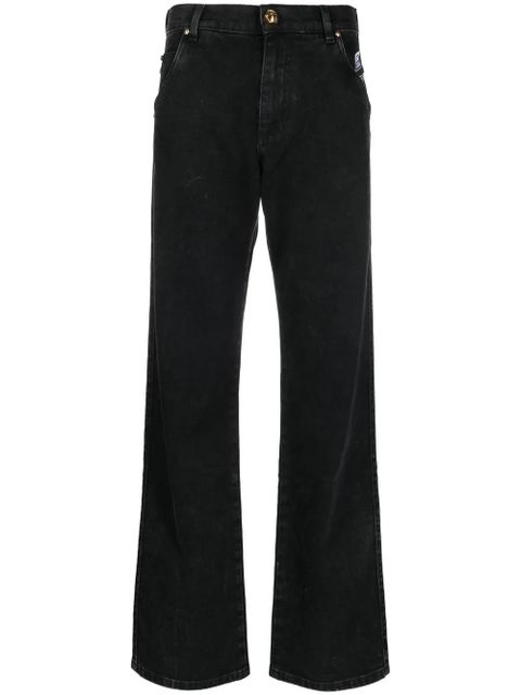 Balmain logo-embroidered straight-leg jeans - Black - zdjęcie produktu nr 1