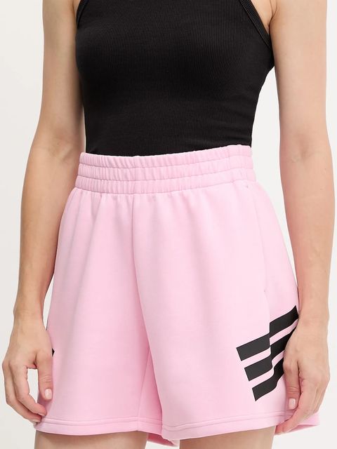 adidas szorty Future Icons 3-Stripes damskie kolor różowy z nadrukiem high waist JC5444 - zdjęcie produktu nr 1