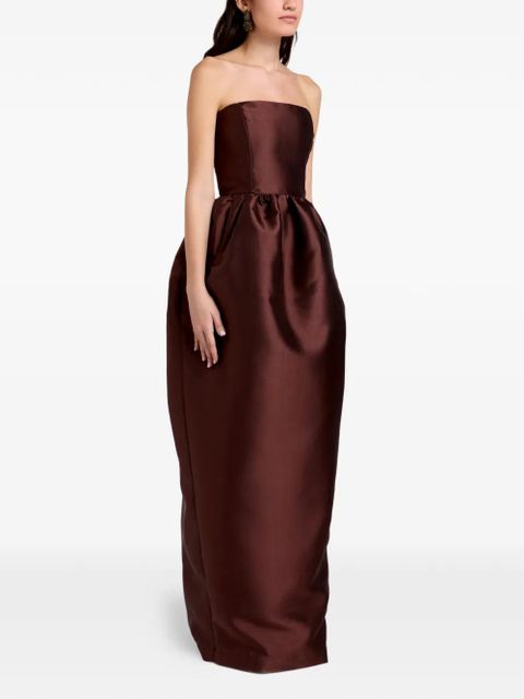 Marques'Almeida strapless gathered maxi dress - Brown - zdjęcie produktu nr 2
