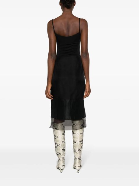 KHAITE layered semi-sheer silk skirt - Black