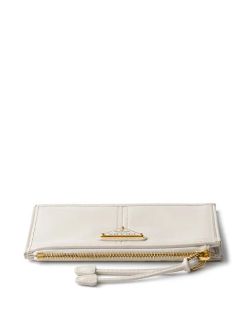 Prada leather card holder with zipper - White