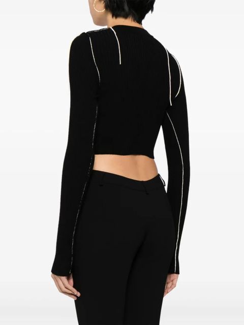 Off-White Ow logo V-neck cardigan - Black