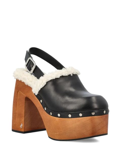 Jimmy Choo 135mm leather platform sheepskin sandals - Black