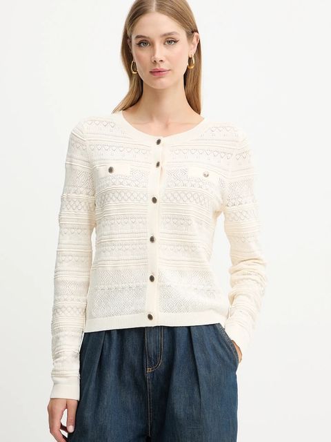 Morgan kardigan damski kolor beżowy lekki MNAHIA - zdjęcie produktu nr 1