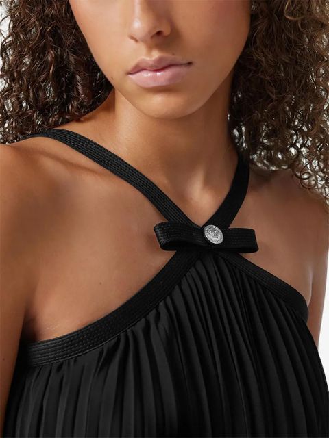 Versace halterneck pleated mini dress - Black