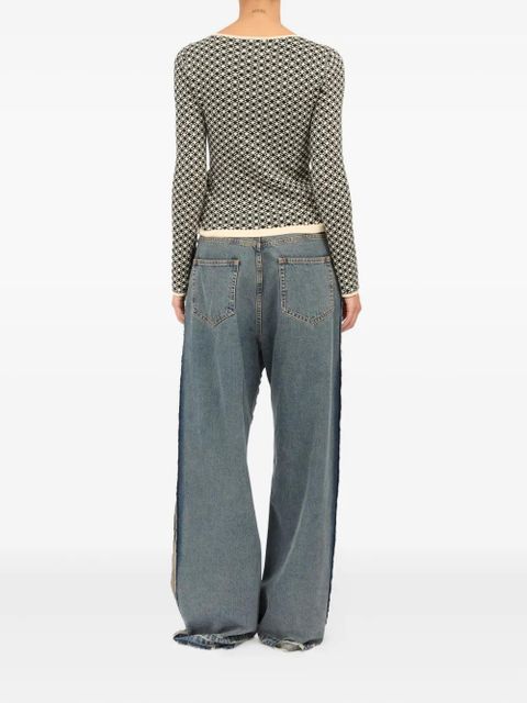 MM6 Maison Margiela intarsia-knit long-sleeve T-shirt - White