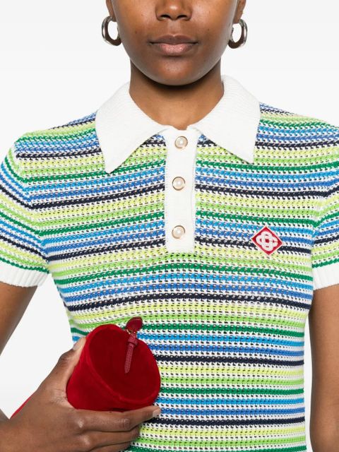 Casablanca striped-pattern logo-embroidery mini dress - Green