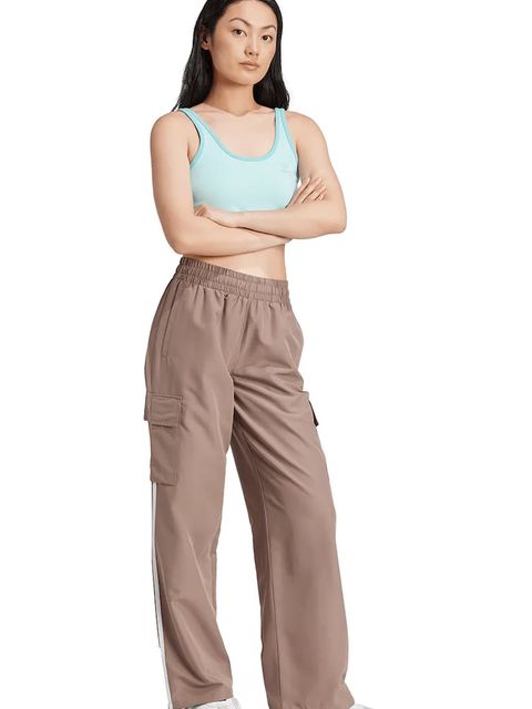 adidas Originals spodnie Adicolor 3-Stripe Cargo Pants damskie kolor beżowy fason cargo high waist JC8138