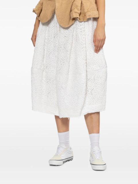 Comme Des Garçons floral-embroidered midi skirt - White