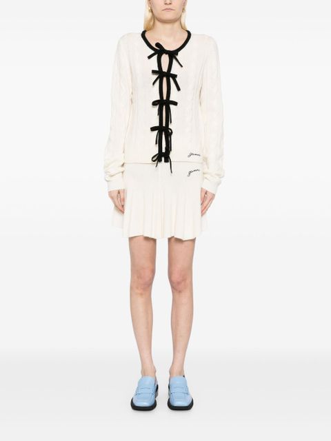 GANNI lace-up fastening cardigan - White